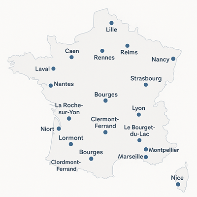 Carte de France zones d'intervention